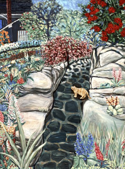 Cobbled Way, 2019 (akryl på lærred) af Deborah Eve Alastra