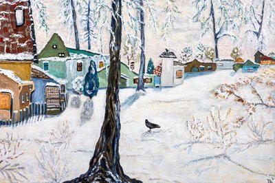 Creston Snow, 2024 (akryl på lærred) af Deborah Eve Alastra