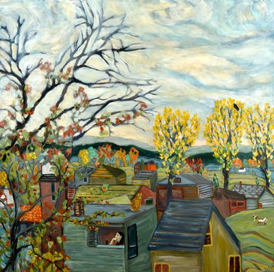 Fall Contemplation, 2019 (akryl på lærred) af Deborah Eve Alastra