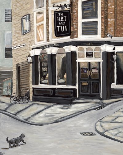 Hat and Tun, 2017 (akryl på lærred) af Deborah Eve Alastra