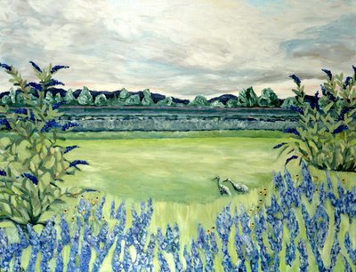 Lavender Fields, 2015 (akryl på lærred) af Deborah Eve Alastra