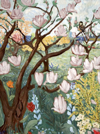 Magnolia Tree, 2019 (akryl på lærred) af Deborah Eve Alastra