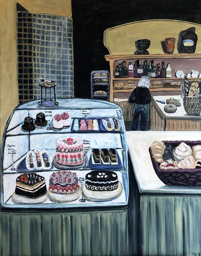 Patisserie, 2018 (akryl på lærred) af Deborah Eve Alastra