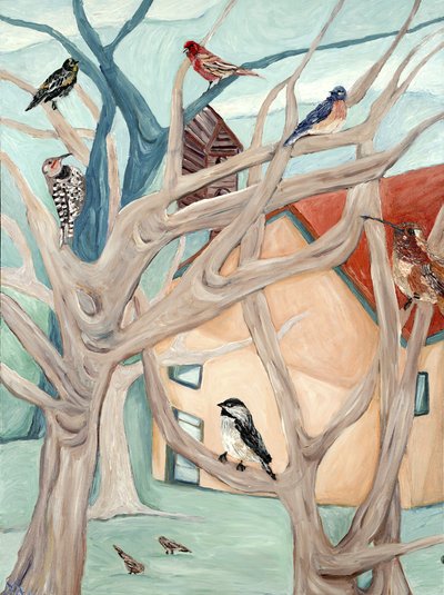 Peach House, 2015 (akryl på lærred) af Deborah Eve Alastra