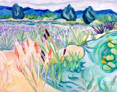 Sauvie Landscape, 2015 (akryl på lærred) af Deborah Eve Alastra