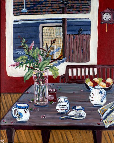 Winter Tea, 2022 (akryl på lærred) af Deborah Eve Alastra
