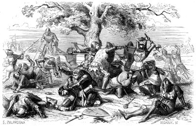 Tredive franske riddere kæmper mod englænderne, Bretagne, Frankrig, 1351 1882-1884 af Deghouy