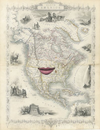Colonial North America, 2017 (papirskåret collage) af Deirdre Kelly