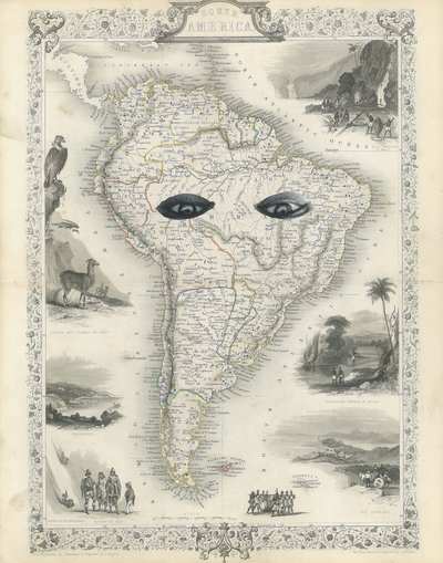 Colonial South America, 2017 (papirskåret collage) af Deirdre Kelly