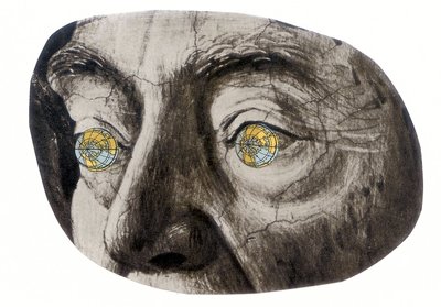 Globe eyes, 2016 (collage) af Deirdre Kelly