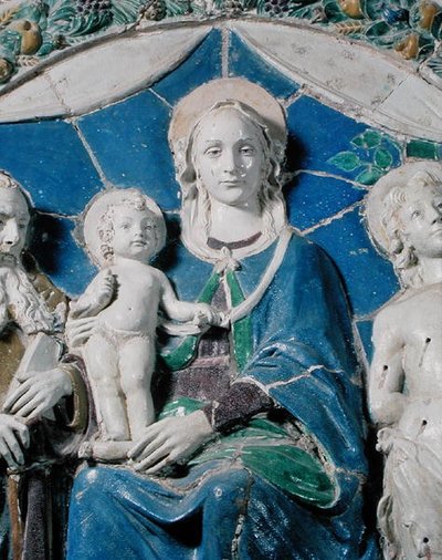 Jomfru og barn med hellige af Della Robbia (workshop of)