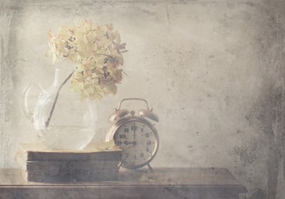 Tørrede blomster og et gammelt ur af Delphine Devos