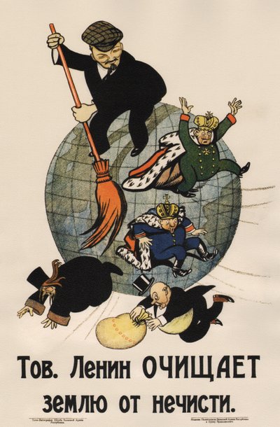 Kammerat Lenin renser landet for affald Plakat, 1920 af Deni