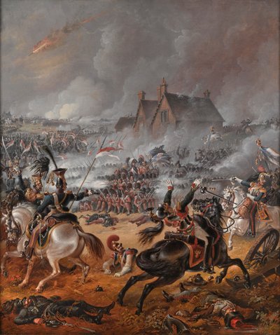 Slaget ved Waterloo (olie på lærred) af Denis (follower of) Dighton