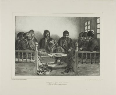 Armeniere og tartarer på en café af Denis Auguste Marie Raffet