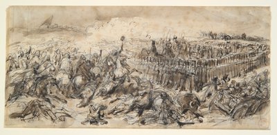 Battle Scene (Studie for The 2nd Light Cavalry, der modstår arabernes angreb) af Denis-Auguste-Marie Raffet