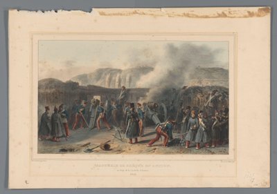Beschieting van de Citadel, 1832 Batteribrud i aktion (titel på objekt) Tegninger lavet af livet ved belejringen af ​​Citadellet i Antwerpen af ​​Raffet (serietitel på objekt) af Denis Auguste Marie Raffet