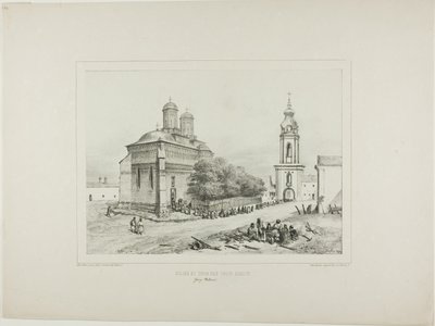 De tre helgeners kirke og tårn, Yassy, Modavia, 19. juli 1837 af Denis Auguste Marie Raffet