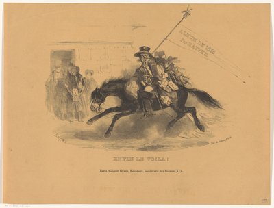 Postillion til hest Endelig le voila! (titel på objekt) Album fra 1836 (serietitel på objekt) af Denis Auguste Marie Raffet