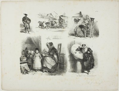 Ark med skitser af Denis Auguste Marie Raffet