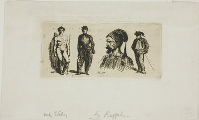 Ark med skitser af Denis Auguste Marie Raffet