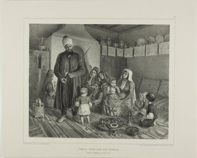 Tartarfamilie i deres hjem, Kapskhor, Krim, 21. oktober 1837 af Denis-Auguste-Marie Raffet