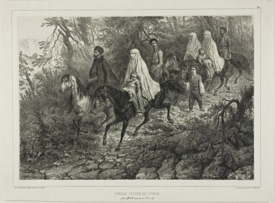 Rejsende tatarisk familie, nær Jalta, Krim, 15. august 1837 af Denis Auguste Marie Raffet