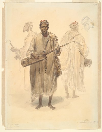 En maurisk gademusiker? Tangier (en maurisk gademusiker i Tangier) af Denis-Auguste-Marie Raffet