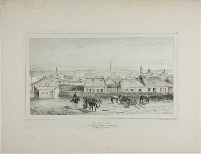 Udsigt over Yassy taget fra balkonen på St. Petersburg Hotel, Moldavien, 19. juli 1837 af Denis Auguste Marie Raffet