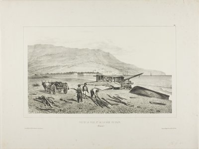 Udsigt over landsbyen og bugten i Jalta, Krim, 15. august 1837 af Denis Auguste Marie Raffet