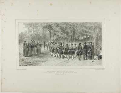 Wallachian Round, udført af tsiganerne og danset af det andet regiments musikere i prins Ghikas hjem, Ghospodar, Wallachia af Denis Auguste Marie Raffet