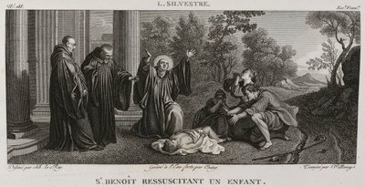 Denis-Sébastien Leroy, Antoine-Claude-François Villerey et Coiny - Saint Benoît genopliver et barn, efter Louis de Silvestre - 1802-1815 af Denis Sebastien Leroy