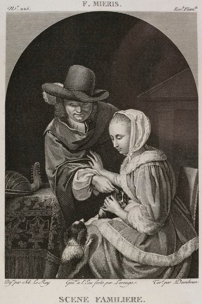 Denis-Sébastien Leroy, Lerouge og Dambrun - Familiescene, efter Frans van Mieris den ældre - 1802-1815 af Denis Sebastien Leroy