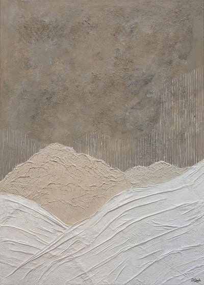 Et bjerglandskab med varieret relief af Denise Quah