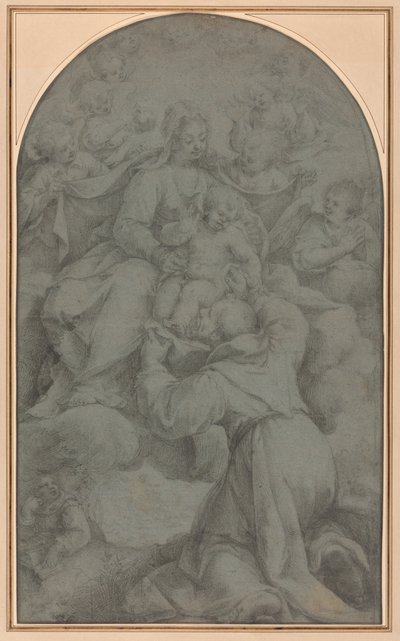 Den hellige Frans af Assisi tilbeder jomfruen og barnet af Denys Calvaert
