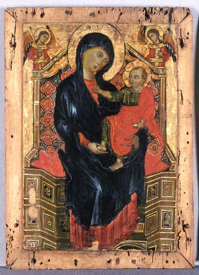Madonna på tronen med barn og to engle, ca. 1300 (tempera på poppeltræ) af Deodato Orlandi Deodato Orlandi