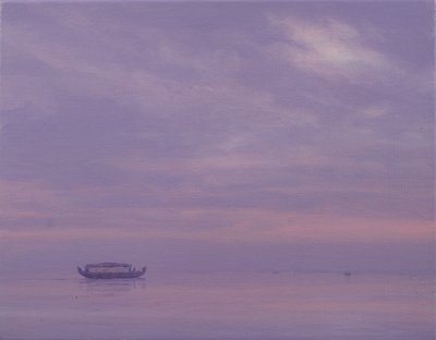 Fiskerbåd på Vembanad-søen, Kerala af Derek Hare