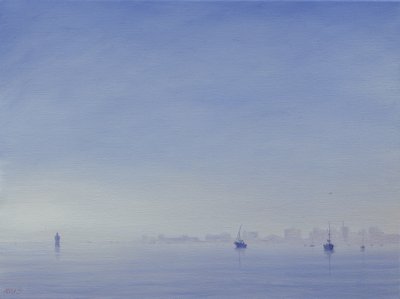 Mumbai Harbor (olie på lærred) af Derek Hare