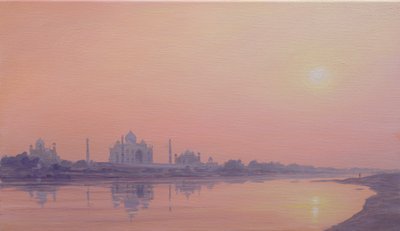 Solnedgang på Yamuna ( af Derek Hare