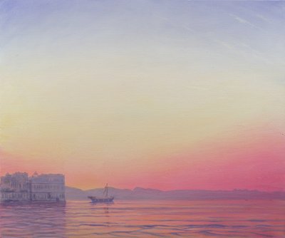 Solnedgang ved Lake Palace, Udaipur af Derek Hare