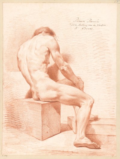 Siddende nøgen mand, set bagfra (1. præmie 1790) af Derk Anthony van de Wart