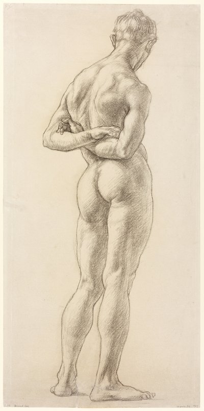 A Study of a Male Figure, ca. 1906-07 (sort kridt på papir) af Derwent Lees