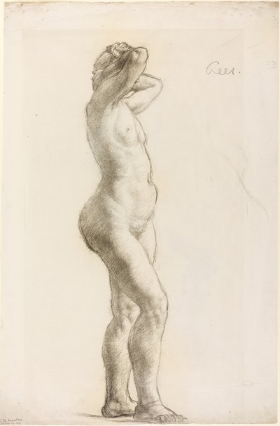 Studie af en kvindefigur, ca. 1906-07 (sort kridt på papir) af Derwent Lees