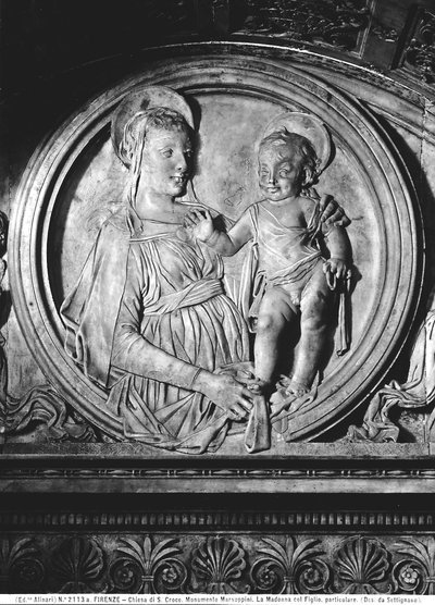 Madonna og barn af monumentet til Carlo Marsuppini (marmor) af Desiderio da Settignano