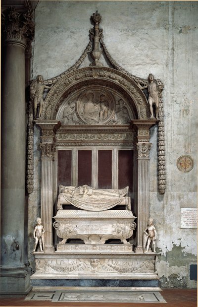Graven af ​​Carlo Marsuppini (1399-1453), den florentinske republiks kansler, udført af Desiderio da Settignano (ca. 1430-1464), cirka 1453. Firenze, Chiesa di Santa Croce af Desiderio da Settignano