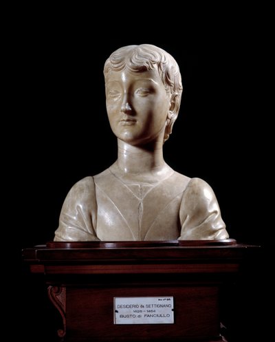 Ung mand Skulptur af Desiderio da Settignano (ca.1430-1464) 1450-1455 Dim 40x34,5 cm Firenze, Bargello Nationalmuseum af Desiderio da Settignano