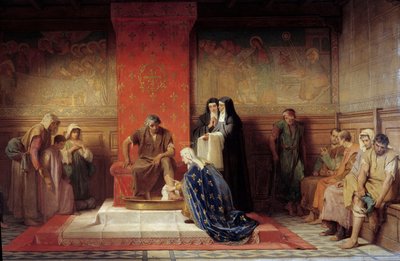 Saint Elisabeth af Frankrig (søster til Saint Louis) vasker fødderne af de fattige Maleri af Desire Laugee (1823-1896) 1865 af Desire Francois Laugee