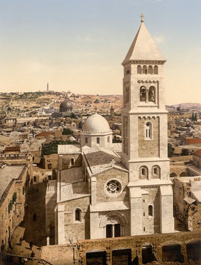 Frelserens kirke, Jerusalem, Det Hellige Land, ca. 1890-c. 1900 (fotokromtryk) af Detroit Photographic Co.