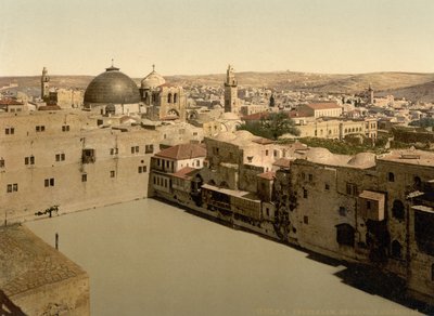 The Pool of Ezekiah, Jerusalem, Det Hellige Land, ca. 1890-c. 1900 (fotokromtryk) af Detroit Photographic Co.