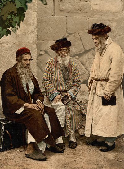 Typer af jøder i Jerusalem, Det Hellige Land, ca. 1890-c. 1900 (fotokromtryk) af Detroit Photographic Co.